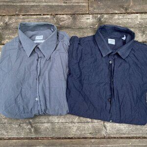 Lot of 2 Armani Dress Shirts Size 17 & 16.5 Blue and Gray